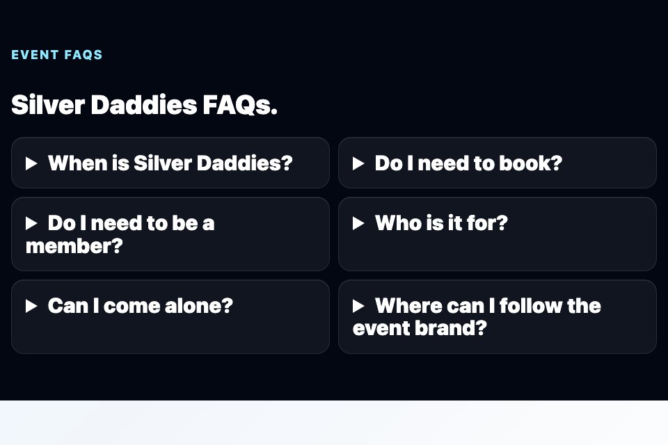 Event FAQs section preview